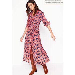 Boden Red and Blue Midi Dress